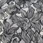Preview: Italienischer Designerjacquard abstraktes Blütenmuster schwarz silbergrau