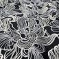 Preview: Italienischer Designerjacquard abstraktes Blütenmuster schwarz silbergrau