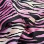 Preview: Viskosesatin bedruckt animal Zebra pink creme schwarz