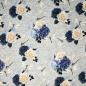 Preview: Jersey Rosen und Dahlien mit Libelle grau blau crem