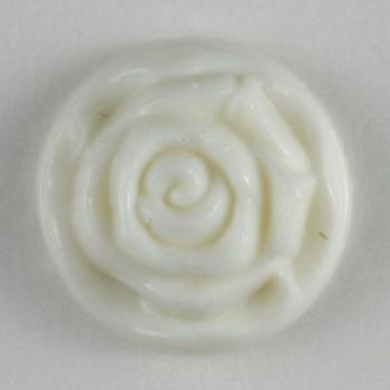 Dill Modeknopf Rosenform - Größe: 11mm - Farbe: weiß
