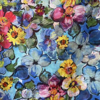 Italienische Baumwolle Voile Blumenblüten groß