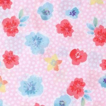 Hilco Baumwollstoff Sally Pastelly - bunte Blumen & Punkte rosa