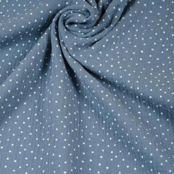 Hilco Double Gauze Dots Musselin blau Punkte