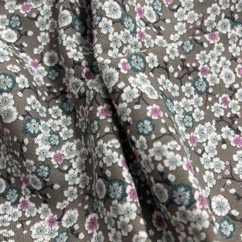Hilco Viskose Floret - Streublümchen kaffeebraun petrol pink weiß