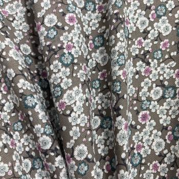 Hilco Viskose Floret - Streublümchen kaffeebraun petrol pink weiß