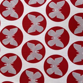 Preview: Hilco Popeline Papillon Rot Weiß Schmetterling