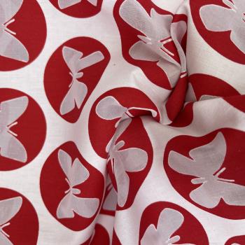 Preview: Hilco Popeline Papillon Rot Weiß Schmetterling
