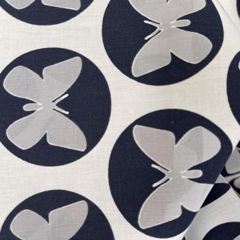 Preview: Hilco Popeline Papillon Blau Weiß Schmetterling