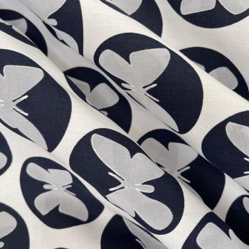 Preview: Hilco Popeline Papillon Blau Weiß Schmetterling