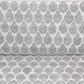 Hilco elastischer Baumwollsatin Alraia weiß grau