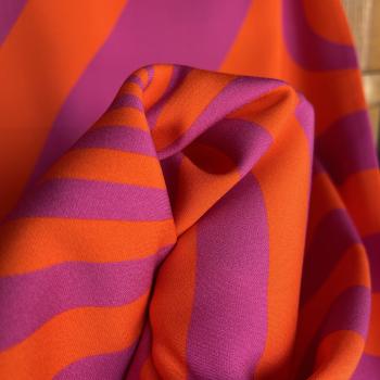 elastischer Designerstoff orange magenta Streifen