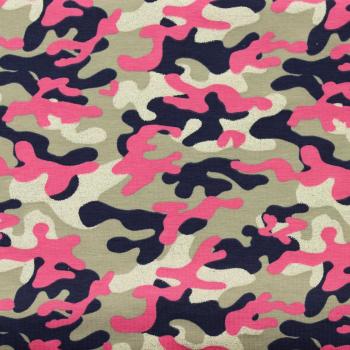Jersey Glittery Camouflage mit Glitzer pink