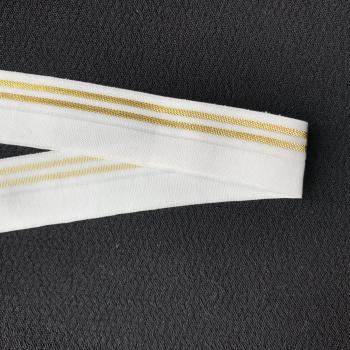 Elastisches Einfassband (Falzgummi) weiß gold 20 mm