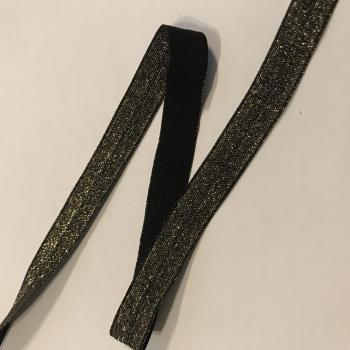 Elastisches Einfassband (Falzgummi) schwarz gold 15mm