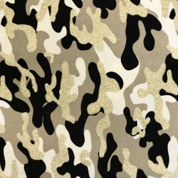 Jersey Glittery Camouflage mit Glitzer beige