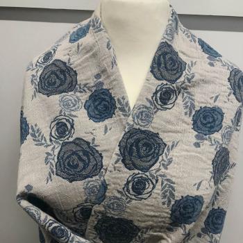 Hilco Jacquard Riposto Blumen blau hellgrau beidseitig