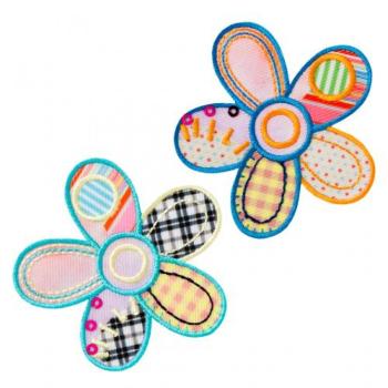 mono quick Applikation Blumen bunt 2 Stück Patchwork