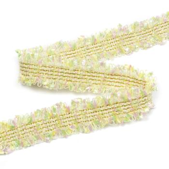Fransenband 20 mm breit gelb/weiß/gold