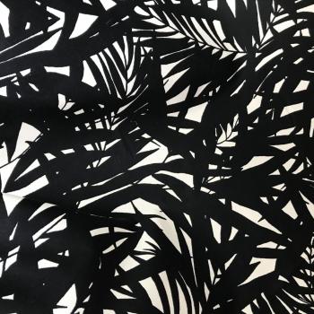 Baumwollsatin Palmenblätter schwarz weiß