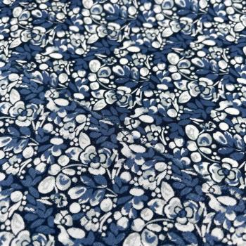 Stretch-Popeline Blumen blau