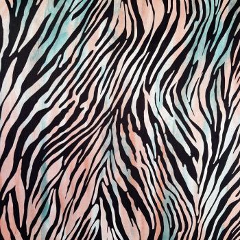 Viskosesatin bedruckt animal Zebra lachs türkis schwarz pastell