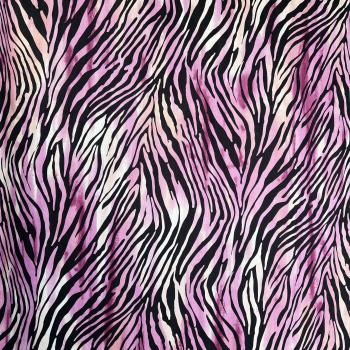 Viskosesatin bedruckt animal Zebra pink creme schwarz