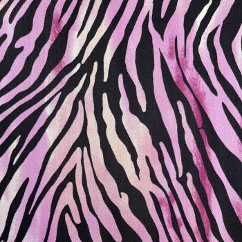 Viskosesatin bedruckt animal Zebra pink creme schwarz