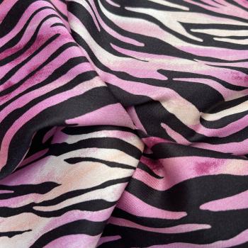 Viskosesatin bedruckt animal Zebra pink creme schwarz