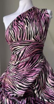 Viskosesatin bedruckt animal Zebra pink creme schwarz