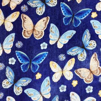 Jersey Butterfly Schmetterlinge dunkelblau Jeansoptik