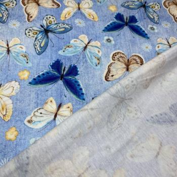 Jersey Butterfly Schmetterlinge hellblau Jeansoptik