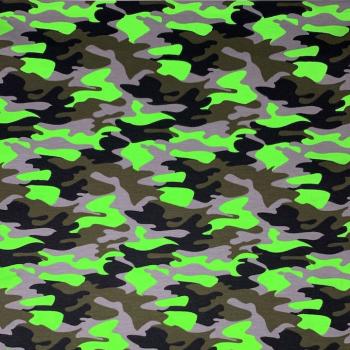 Jersey Camouflage neon grün - Baumwolljersey aus Italien, Tarnstoff