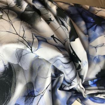 Jersey Lilien Wildrosen blau weiß schwarz