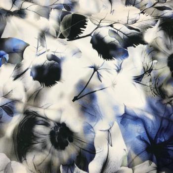 Jersey Lilien Wildrosen blau weiß schwarz