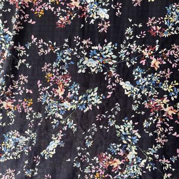 Baumwoll-Viskose-Mix Blumen schwarz bunt