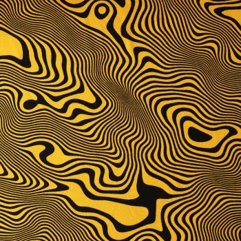 Viskose-Leinen-Mix abstrakte Wellen gelb schwarz