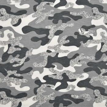 Jersey Glittery Camouflage mit Glitzer grau
