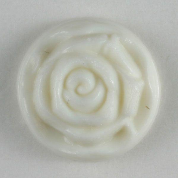 Dill Modeknopf Rosenform - Größe: 11mm - Farbe: weiß