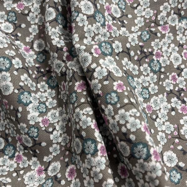 Hilco Viskose Floret - Streublümchen kaffeebraun petrol pink weiß