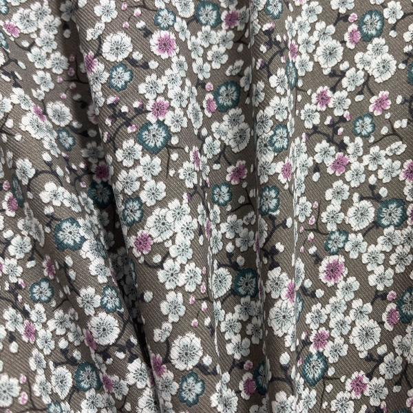 Hilco Viskose Floret - Streublümchen kaffeebraun petrol pink weiß