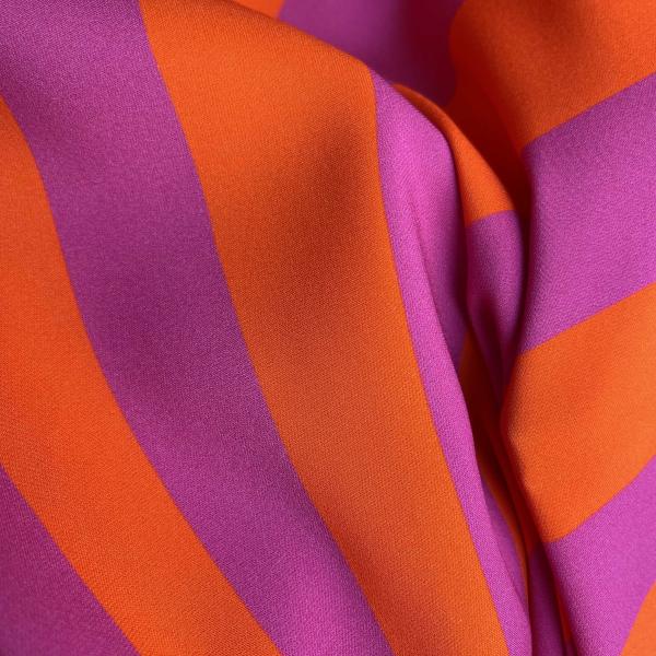 elastischer Designerstoff orange magenta Streifen