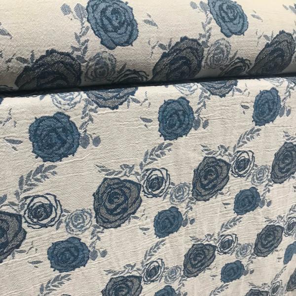 Hilco Jacquard Riposto Blumen blau hellgrau beidseitig