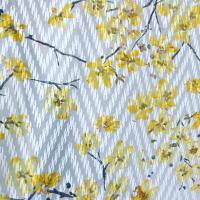 Blusenstoff Kleiderstoff Jacquarddruck Blumen gelb