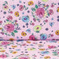 Hilco Popeline Maravilloso Baumwolle Blumen Blüten rosa