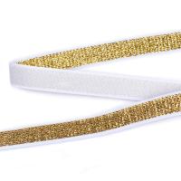 Gummiband 10 mm breit weiß/gold Glitzer