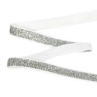 Gummiband 10 mm breit weiß/silber Glitzer