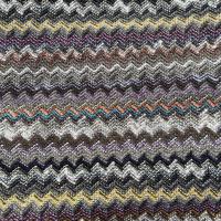 Wolle-Strick mit Zick-Zack-Muster - braun, grün, orange, türkis, beige - Stoff aus Italien, Chevron