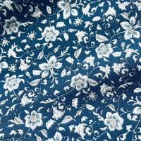 Hilco Viskose Ebba Blue Bordüre Blumenranken blau