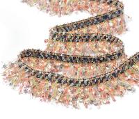 Fransenband 35 mm breit rosa/gold